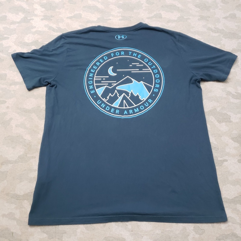 Under Armour Shirt Mens 2XL Blue‎ Loose Short Sleeve Outdoors Hiking Travel